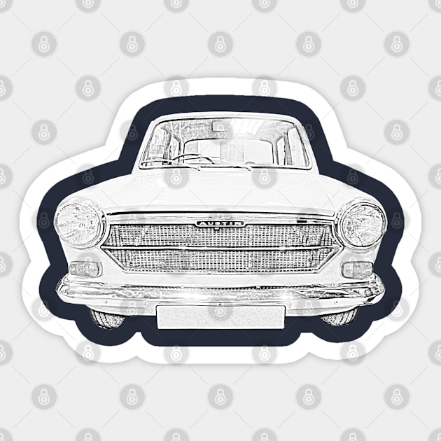 Austin 1100 1960s classic car monochrome Sticker by soitwouldseem